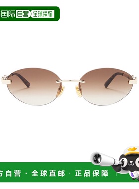 1h可退 香港直邮Gucci 古驰 女士 GOLD-GOLD-BROWN 金属太阳眼镜