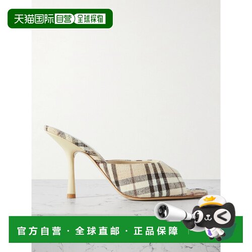 香港直邮Burberry 巴宝莉 女士 格纹亚麻布凉拖 1773488102491ALA