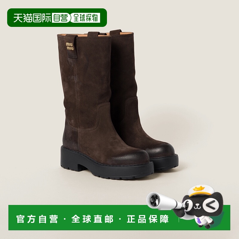 欧洲直邮MIU MIU(缪缪)24年上新 女士绒面革靴子正品时尚保暖轻便