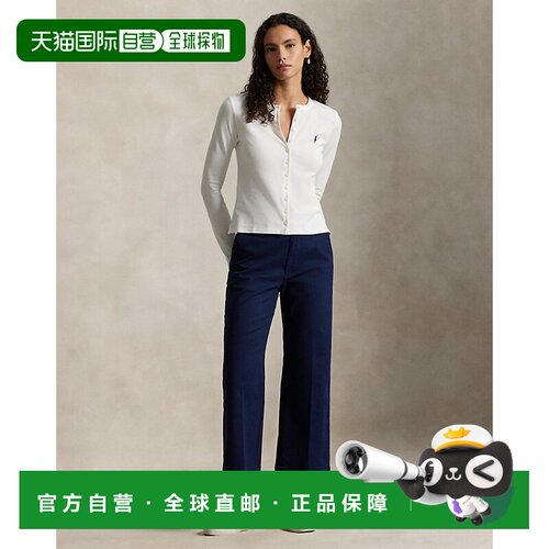 自营欧洲直邮Ralph Lauren拉夫劳伦 女士藏青色棉质阔腿chino裤