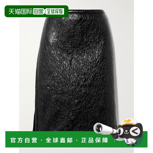 1h可退 香港直邮Gucci 古驰 女士 亮面皮革与氯丁橡胶半身裙 8500