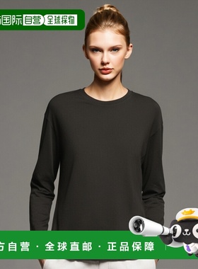 香港直发James Perse女士黑色圆领长袖棉质T恤舒适简约WLJ3113