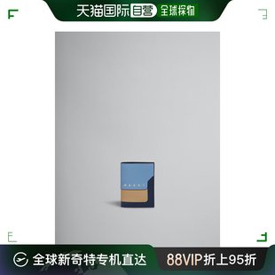 皮革双折钱包 欧洲直邮MARNI 蓝色 米色和浅蓝色 Saffiano