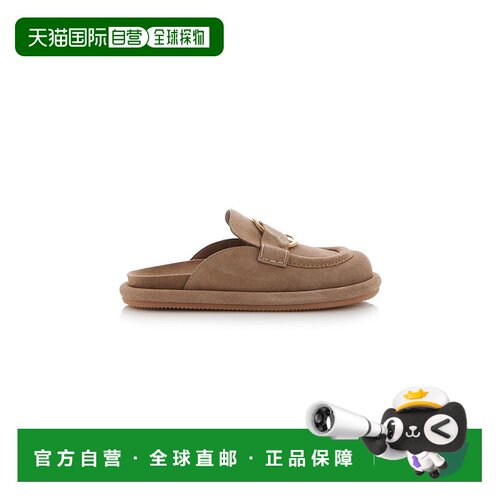 1h可退 香港直邮Moncler 盟可睐 女士 Bell 绒面革凉拖 brown棕色