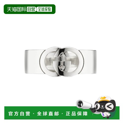 自营欧洲直邮GUCCI古驰 Interlocking女士银色925银GG互扣戒指