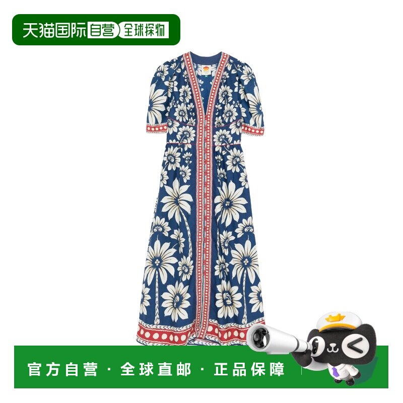 香港直邮FARM RIO 女士 LUNA 蓝色长款连衣裙 长裙34413126067