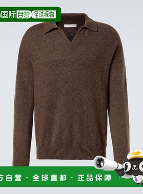 香港直邮The Row 男士 Leach 羊绒Polo毛衣 brown棕色 舒适时尚