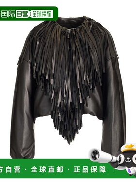 1h可退 香港直邮alaia 女士 流苏皮革飞行员夹克 AA9V1074C228A