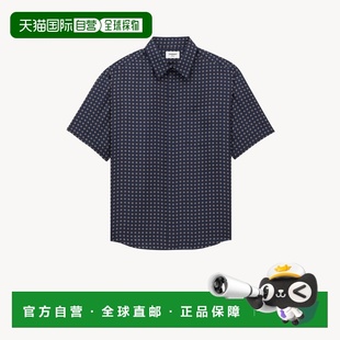 衬衫 海蓝色真丝尖领短袖 男士 自营欧洲直邮YSL圣罗兰