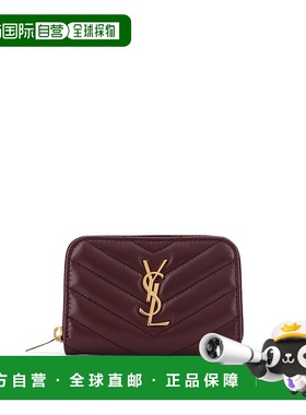 香港直邮Saint Laurent 圣罗兰 女士 CASSANDRE 皮革红色钱包(CAB