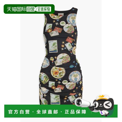 香港直邮FARM RIO 女士 印花弹性网纱褶皱迷你连衣裙 336236TRIPS