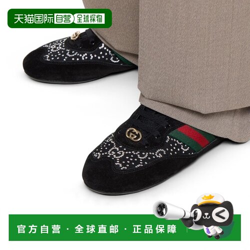 自营欧洲直邮GUCCI古驰 Shift女士黑色GG水晶网纱运动鞋休闲鞋