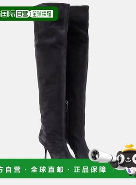 香港直邮Alaia 女士 Fluide 90 绒面革靴子 black黑色 舒适时尚