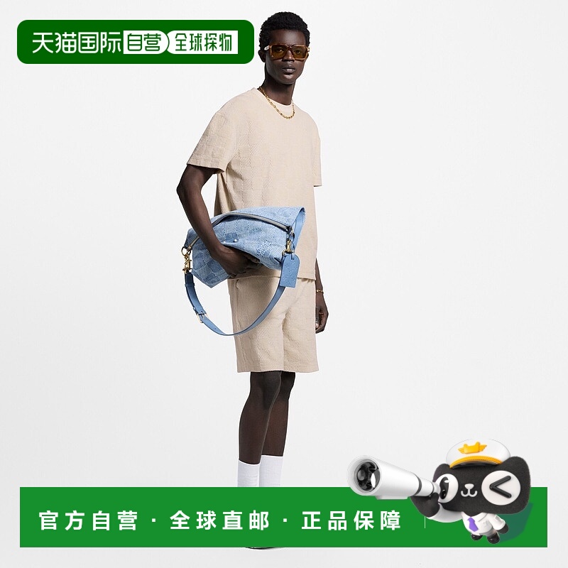 自营欧洲直邮LV路易威登 Damier男士浅米色棉棋盘格图案短袖T恤