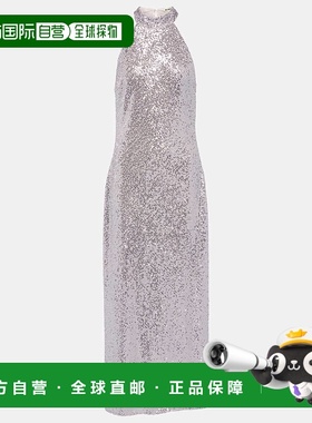 1h可退 香港直邮RIXO 女士 Zuri 珠片挂脖长款连衣裙 purple紫色