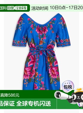 1h可退 香港直邮FARM RIO 女士 印花亚麻混纺迷你连衣裙 337475SU