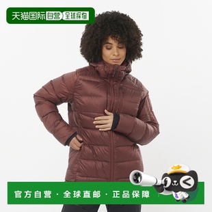 自营欧洲直邮SALOMON 褐色合成材料女士连帽羽绒服