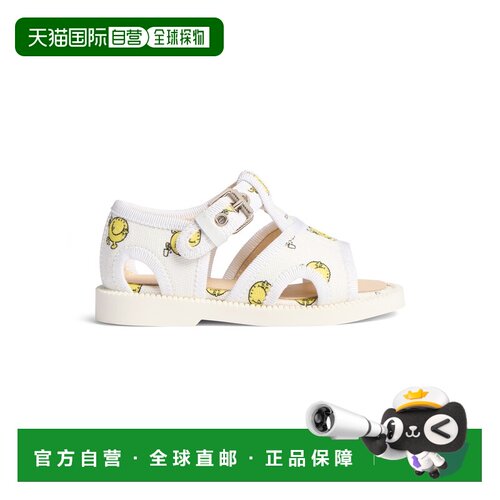 欧洲直邮GUCCI古驰 男孩白色GG帆布印花搭扣凉鞋