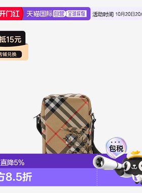 欧洲直邮Burberry/博柏利 男士沙色涤纶手机包斜挎包单肩包