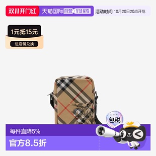 欧洲直邮Burberry/博柏利 男士沙色涤纶手机包斜挎包单肩包