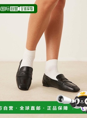 1h可退 香港直邮ASOS 女士 Malta 设计宽版乐福鞋(黑色)单鞋