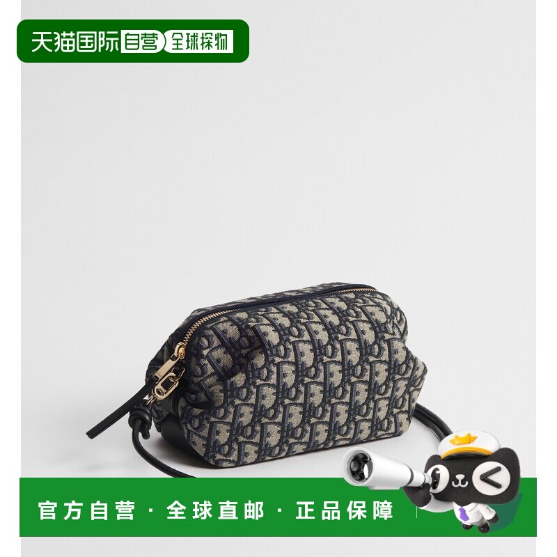 自营欧洲直邮Dior迪奥 Bow女士蓝色 Oblique 提花帆布手拿包