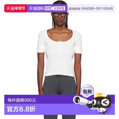 1h可退 香港直邮Courreges 女士 白色 Buttoned 90's Rib T 恤 12