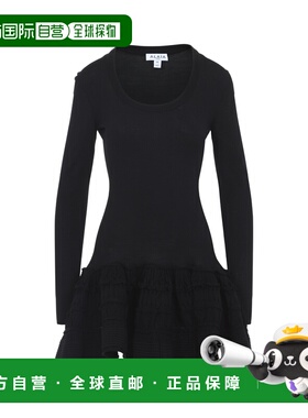 1h可退 香港直邮alaia 女士 黑色皱褶羊毛迷你连衣裙 AA9R2867K16