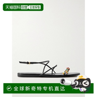 Loop 1h可退 女士 串珠精飾皮質(zhì)涼鞋 香港直郵KHAITE F3082931BLA