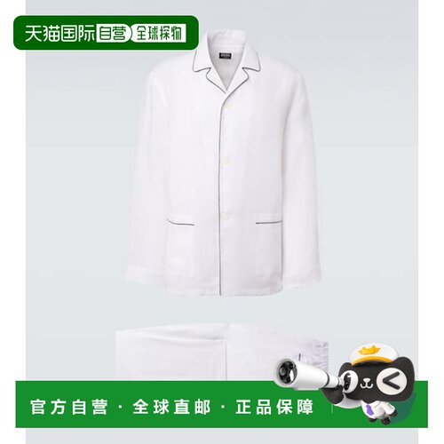 香港直邮zegna 杰尼亚 男士 亚麻睡衣 white白色 舒适时尚
