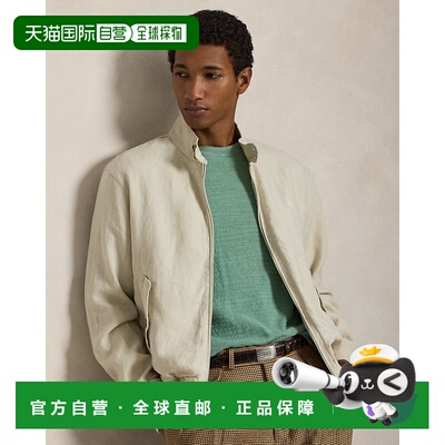 自营欧洲直邮Ralph Lauren拉夫劳伦 Bedford男士白色亚麻人字纹夹