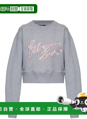 香港直邮BALMAIN 女士卫衣 GF1JO080BD43YIW SS2026 灰色 'Balmai