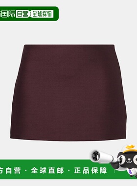 香港直邮KHAITE 女士 Jett 羊毛真丝迷你半身裙 red红色 舒适时尚