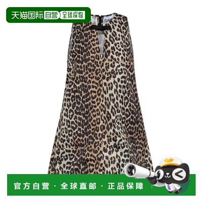 香港直邮Ganni v领连衣裙 W0474高档气质时尚百搭显瘦减龄高级感