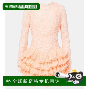 香港直邮ZIMMERMANN 001327 女士 褶皱蕾丝褶边迷你连衣裙