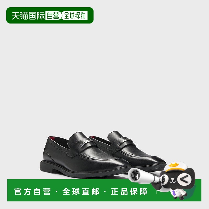 自营欧洲直邮HUGO BOSS雨果HUGO RED带徽标装饰的皮革乐福鞋