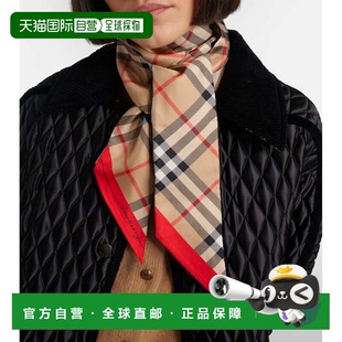 格纹真丝围巾 1h可退 女士 巴宝莉 beige米色 香港直邮Burberry