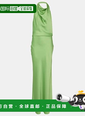 1h可退 香港直邮Simkhai 女士 Reannon 垂褶缎面礼服 green绿色