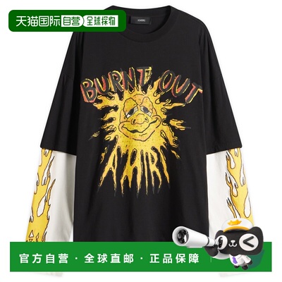 1h可退 香港直邮AMIRI 男士 Out 烧焦感双层T恤 AMTOJR1151