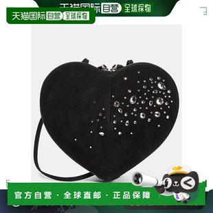 香港直邮Alaia 精饰绒面革肩包 女士 Cœur black黑色 1h可退