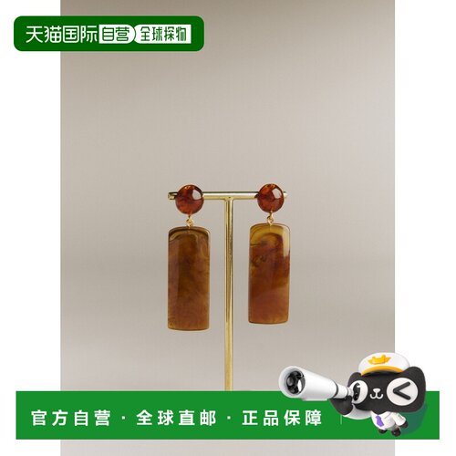 自营欧洲直邮Sezane BOUCLES D'OREILLES NICOLE 女士棕色树脂耳