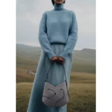 Европейская прямая рассылка POLENE Nodde Hobo женская оловянно-серая сумка из телячьей кожи сумка через плечо