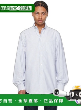1h可退 香港直邮Bally 巴利 男士 蓝色 & 白色条纹衬衫 MSH020CO3