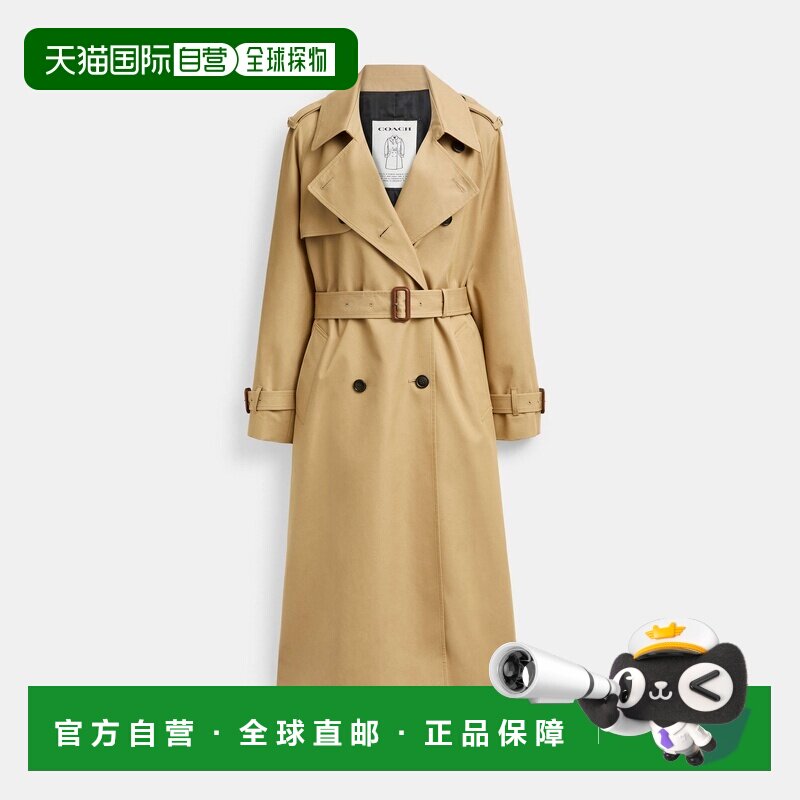 自营欧洲直邮Coach蔻驰 女士米色休闲风衣