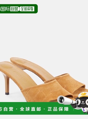 香港直邮Jacquemus 女士 Cubisto 70 鳄鱼纹绒面革凉拖高跟鞋单鞋