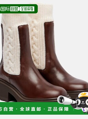 香港直邮Jimmy Choo 周仰杰 女士 Tamia 粗线针织皮质短靴