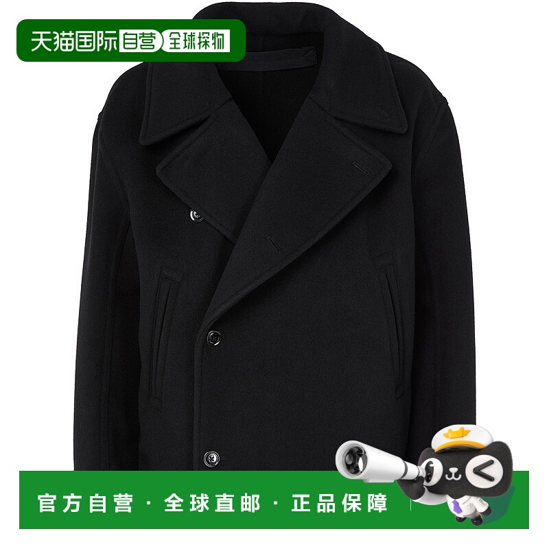 1h可退 香港直邮Lemaire 男士 宽松款双排扣大衣 black黑色 舒适