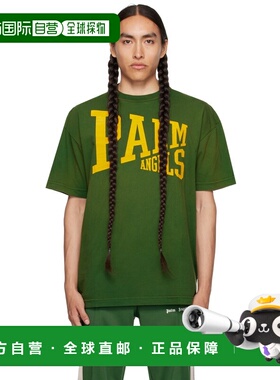 1h可退 香港直邮Palm Angels 棕榈天使 男士 绿色 College T 恤 P