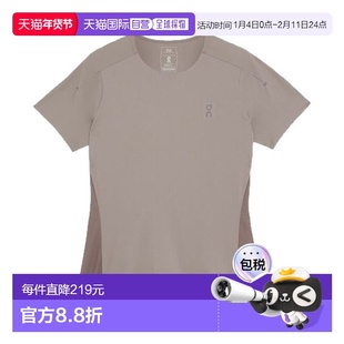自营欧洲直邮ON昂跑 PERFORMANCE女士炭渣色合成纤维短袖T恤速干