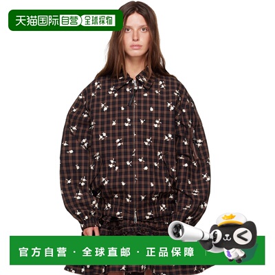 香港直邮GANNI 甘尼 女士 棕色 Printed Check 飞行员夹克 A10101